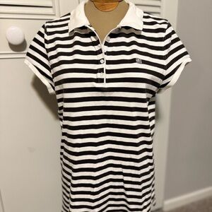 Vtg Y2K Ralph Lauren POLO Jeans Co Brown Striped Polo Shirt